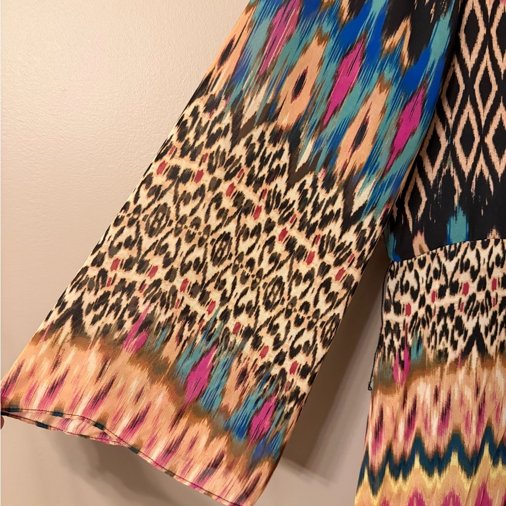 Sami + Dani Plus Size 18W Colorful Ikat Print Faux Wrap Maxi Dress - Picture 4 of 10